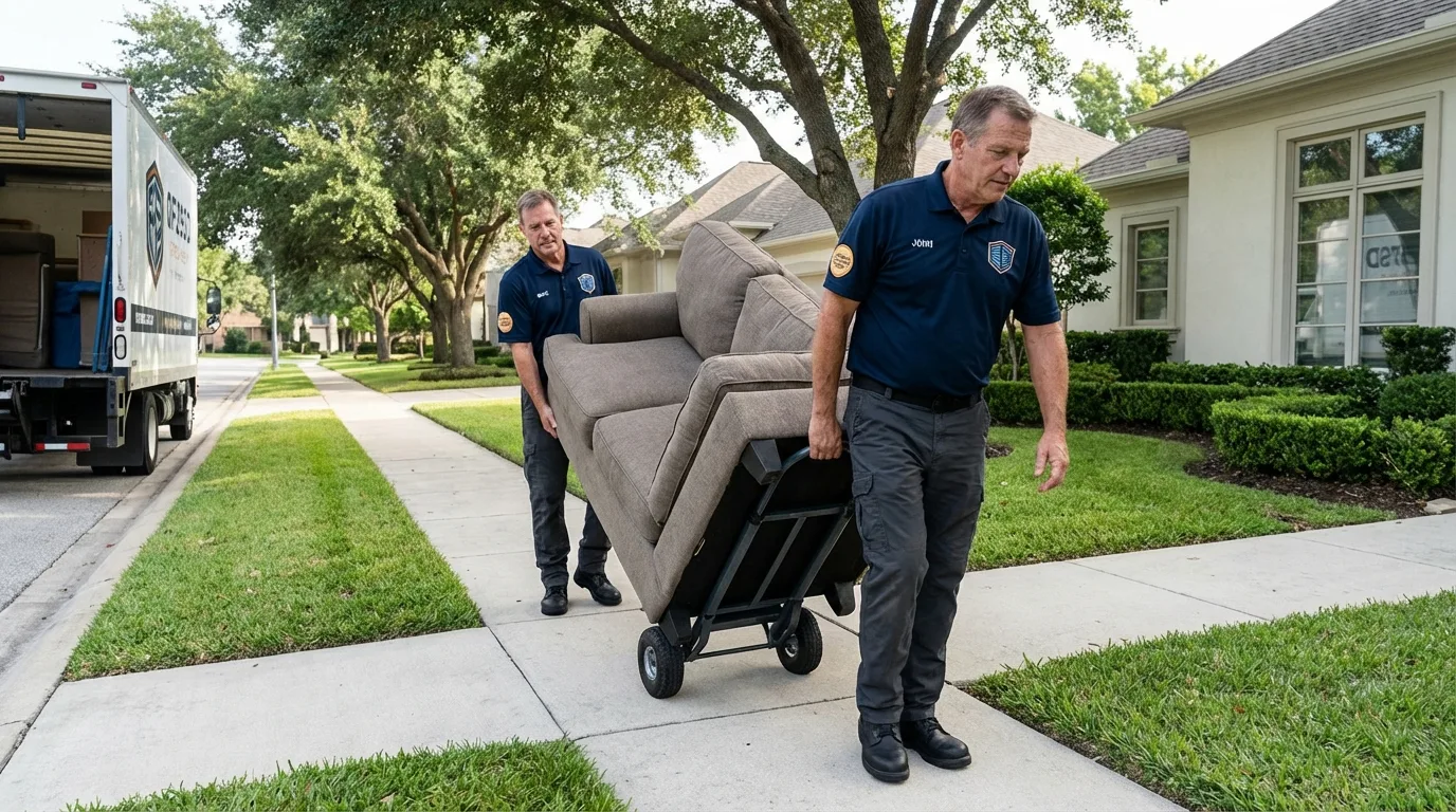 Local residential moving crew loading furniture in Woodbine, IA